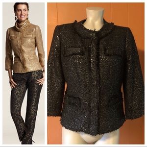 NWT Chico’s Noelle Goldie Tweed Black Sequined Blazer S